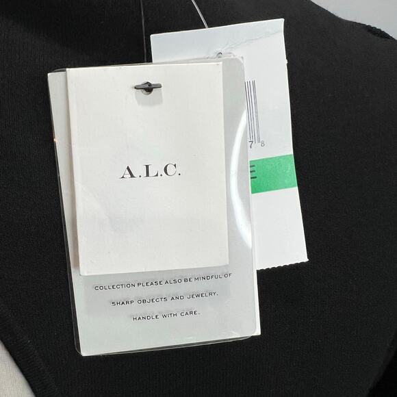 A.L.C. Addison Top Women L Black Luxe Ribbed Knit Asymmetric Cut Out Stretch NEW - Picture 9 of 11